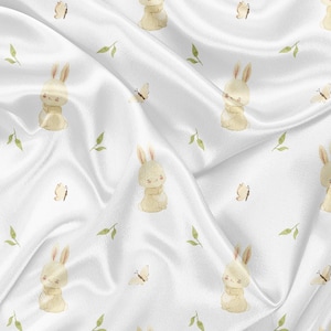 Printed Minky Fabric butterflies and rabbit Print - minky fabric by the yard