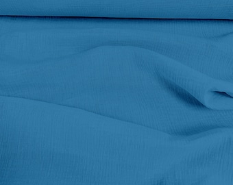 100% cotton Muslin Fabric Blue - Cotton Muslin fabric double gauze