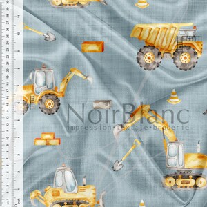 Printed Minky Construction and tractor Print - minky fabric by the yard image 3