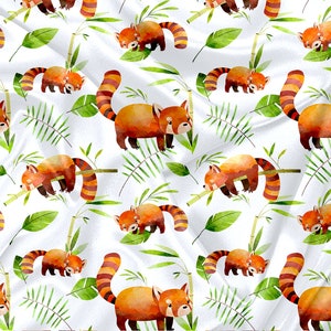 Red Panda Fleece Fabric Etsy