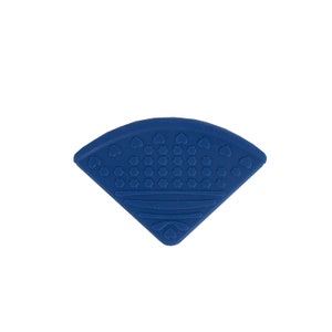 May include: A blue silicone corner guard with a textured surface and a heart pattern.