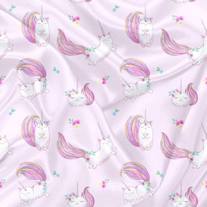 Printed Minky caticorn unicorn Print - unicorn minky fabric by the yard