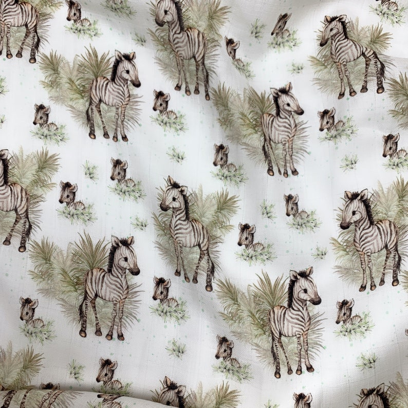 Printed Muslin Fabric zebra et palm Print Cotton Muslin Etsy
