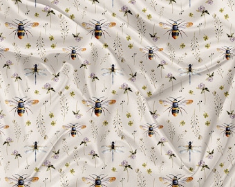 Printed Minky Fabric Bees Print - minky fabrics by the yard