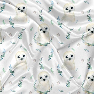 Printed Cuddle Minky watercolor seal Print - seal minky fabric by the yard