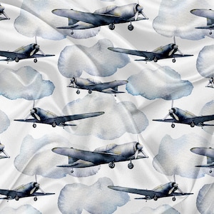 Printed Minky Airplane Print - minky fabric