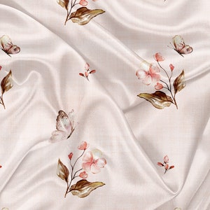 Printed Minky Fabric flower and rabbit Print - minky fabric by the yard