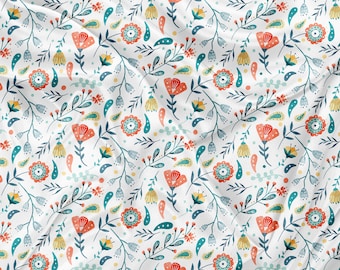 Printed Minky spring flower watercolor Print - minky fabric by the yard