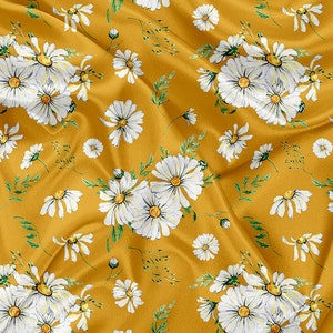 Printed Minky Fabric Yellow Daisy Print - minky fabric by the yard