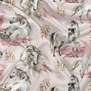 SQUISH Cuddle Fabric - Double soft sides minky stretch fabric - white horse
