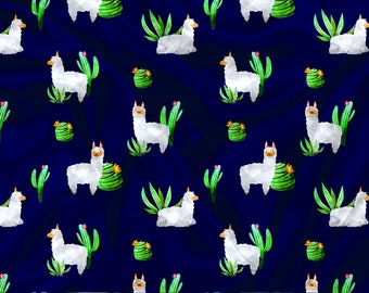 Printed Cuddle Minky watercolor lama alpaca Print - lama minky fabric by the yard