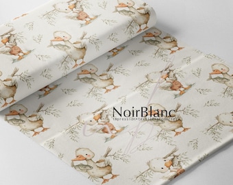 Fabrics - 26 differents type of fabric cotton bamboo polyester - Print Canard à la pêche, Fishing Duck
