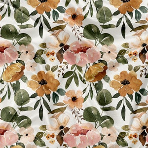 Printed Minky Highland Cow Floral Vintage (agencement) Print - watercolor flowers minky fabrics by the yard - Cate and Rainn
