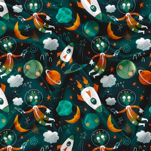 Printed Minky Fabric space Print - minky fabric by the yard