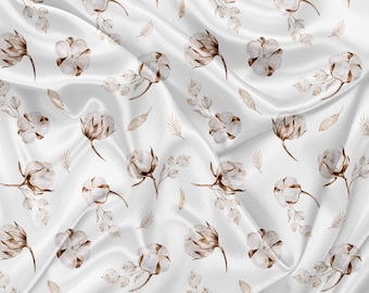 Printed Minky cotton flower watercolor Print - minky fabric by the yard