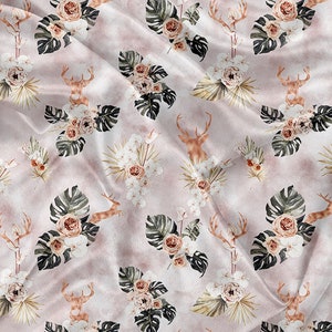 Minky-Stoffe Boho Pink Forest Deer
