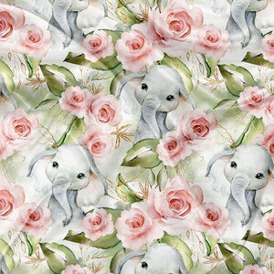Printed Minky Fabrics floral elephant Print - minky fabric by the yard
