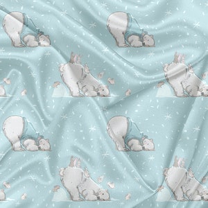 Printed Minky Fabric Polar bear Print - minky fabric by the yard - minky polar bear