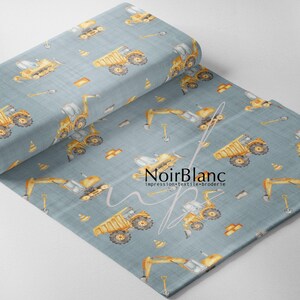 Printed Minky Construction and tractor Print - minky fabric by the yard image 2