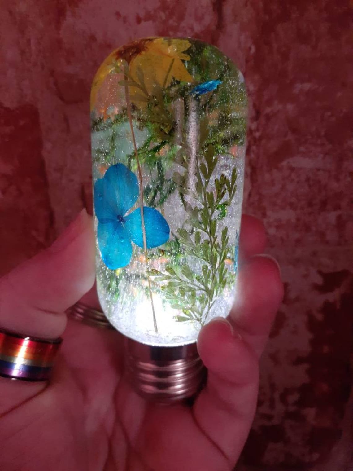 Handmade Resin Flower Filled Light Bulb Detachable Base With Etsy