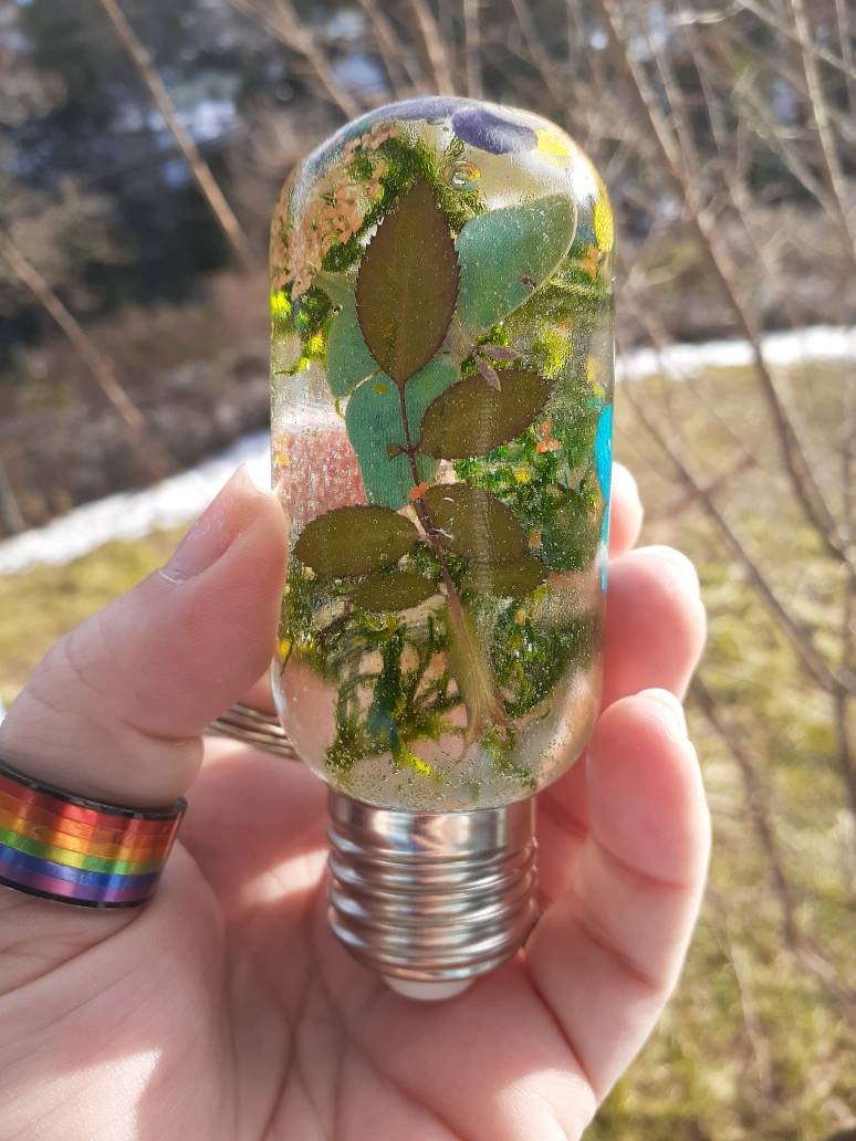 Handmade Resin Flower Filled Light Bulb Detachable Base With Etsy
