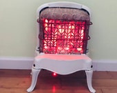 Upcycled Repurposed Enamel Night Light LED burning electric door stop decor fireplace farmhouse cottage Christmas winter