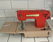 Child size Signature Junior sewing machine hand crank Battery Operated Western Germany Metal drop panel front 1950 39 s collectible display