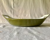 Vintage Extra Large Enameled Olive Green oven Stove top Pot pan collectible display kitchen Mid Century Modern Spaghetti pan