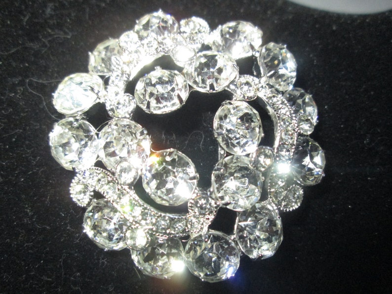 Most Beautiful Large Rhodium Plated Eisenberg Ice Brooch Rhinestones Large Fantastic Pin Signed Jewelry WOW Piece Wedding Evening Jewelry