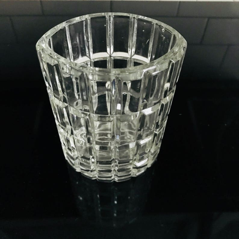 Crystal Oval Bud Vase With Checked Cut Pattern Heavy Lead Etsy