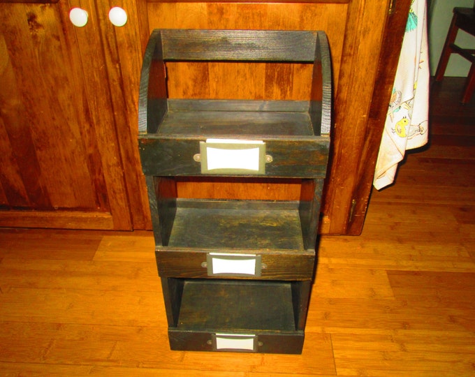 Wall Hanging Book Shelf Paper Rack Wooden Storage Vintage Black Wood Etsy