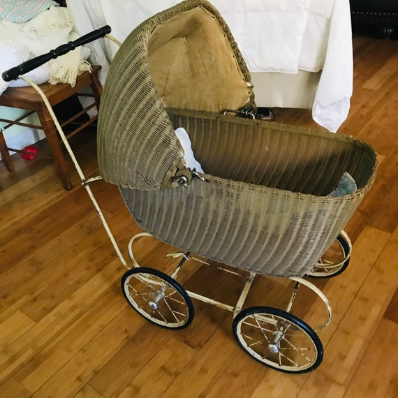 vintage wicker baby carriage