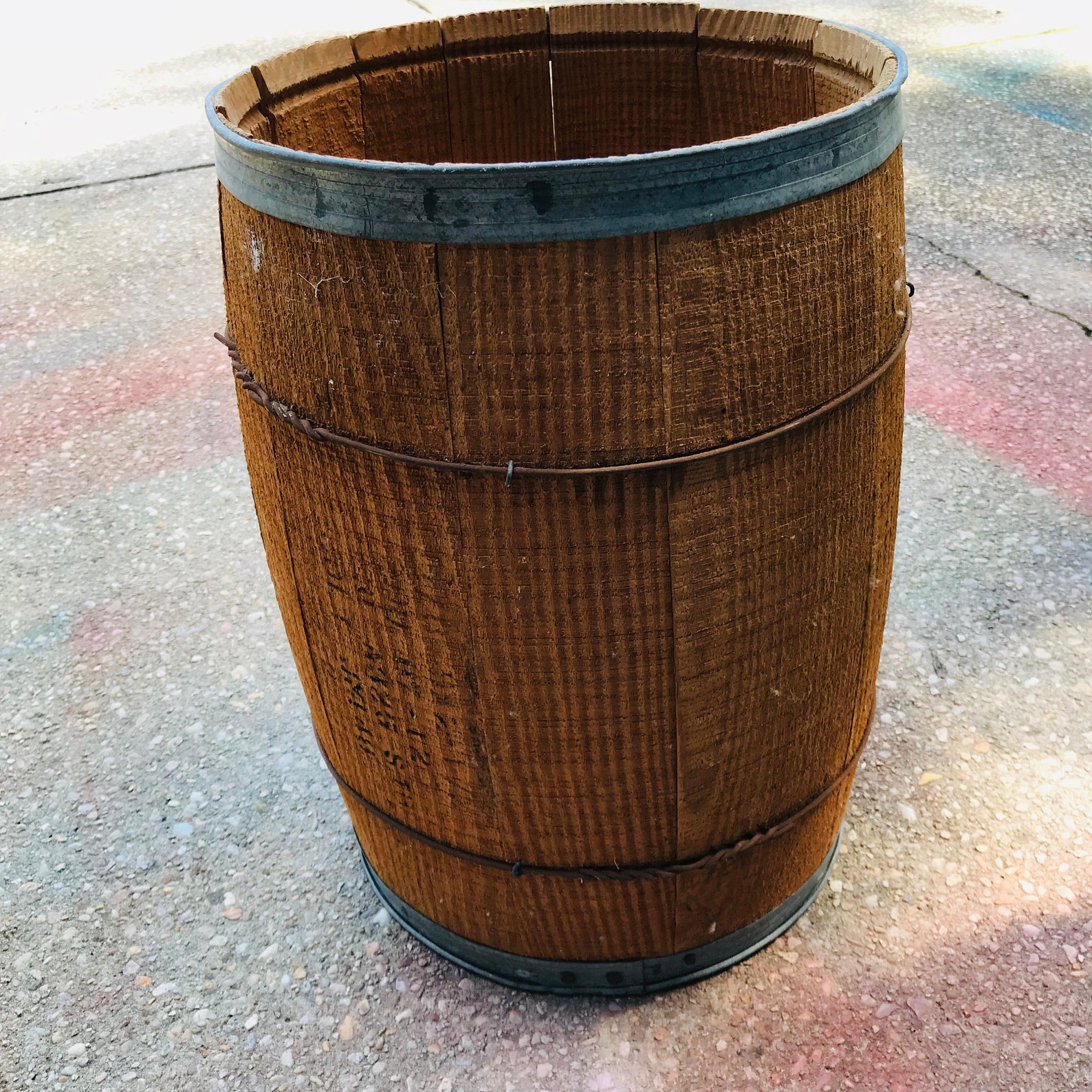 Vintage Nail Barrel Wooden Storage Farmhouse Bird Seed Dog Etsy