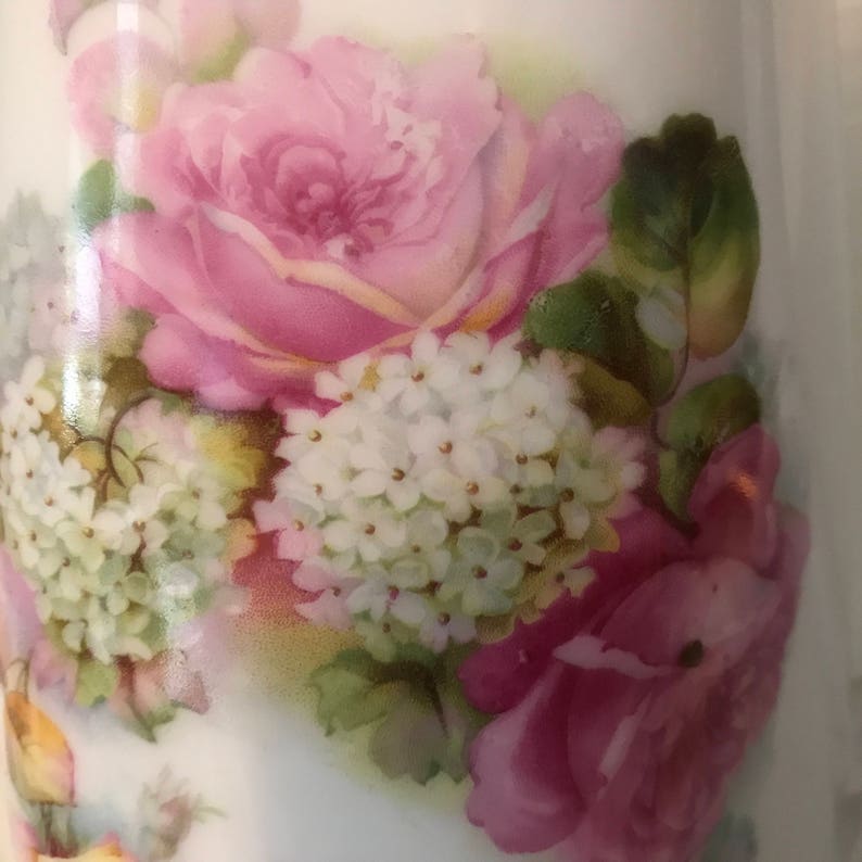 Home Living Teapots Antique Chocolate Pot Coffee Tea Floral Hand Painted Beautiful Flowers Germany Gold Trim Collectible Display Farmhouse