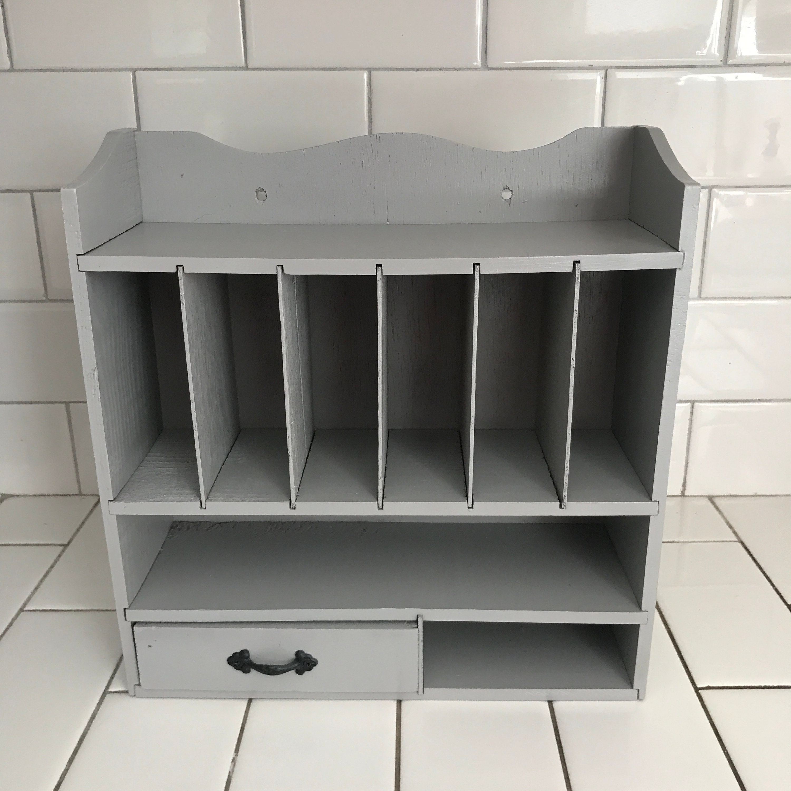 Vintage Desk Mail Paperwork organizer with drawer wall mount Etsy