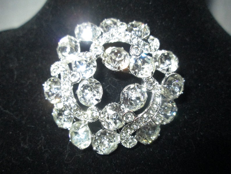 Most Beautiful Large Rhodium Plated Eisenberg Ice Brooch Rhinestones Large Fantastic Pin Signed Jewelry WOW Piece Wedding Evening Jewelry