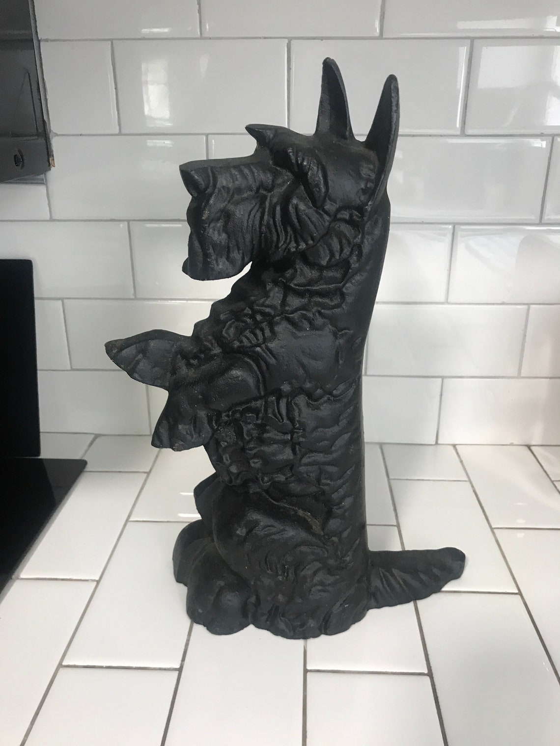 Vintage 14 tall Cast Iron Scottie Dog Door Stop doorstop Etsy