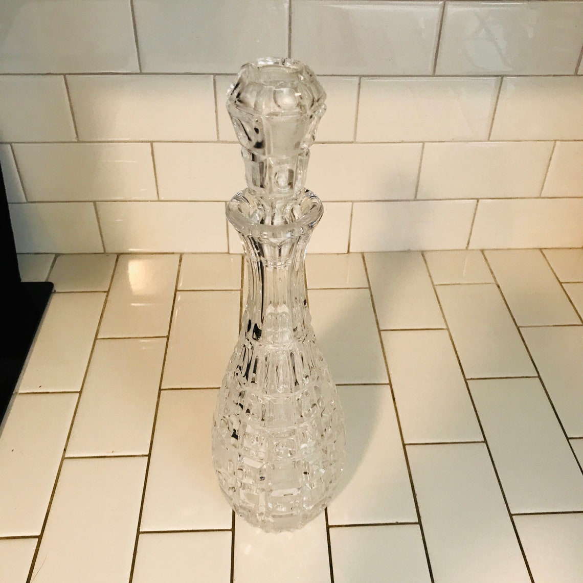 Vintage Decanter West German Deep Hand Cut Checker Thumbprint Etsy