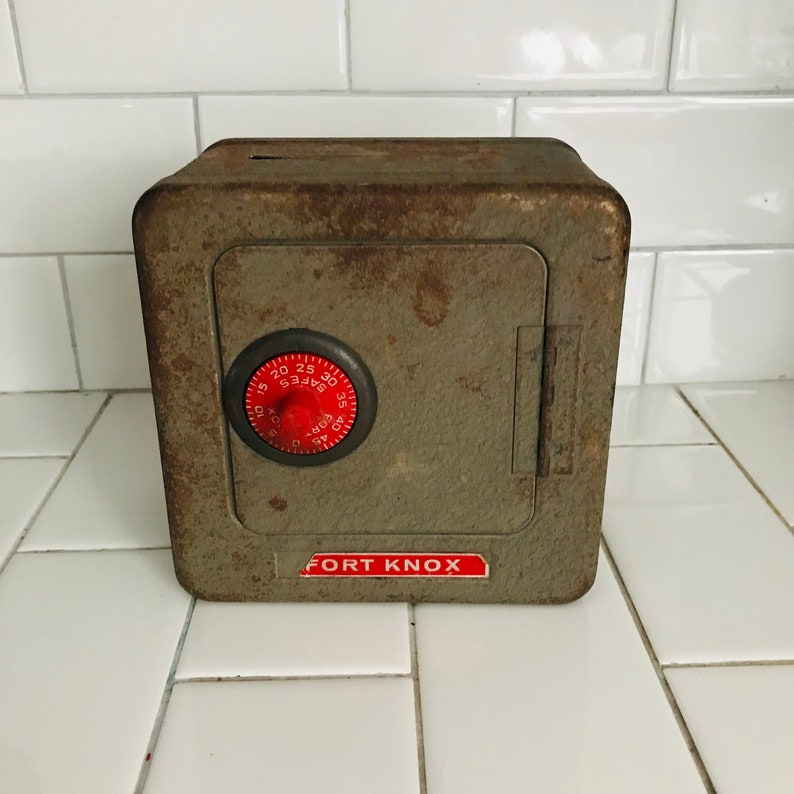Vintage Large Metal Toy Combination Bank Fort Knox Printed On Etsy