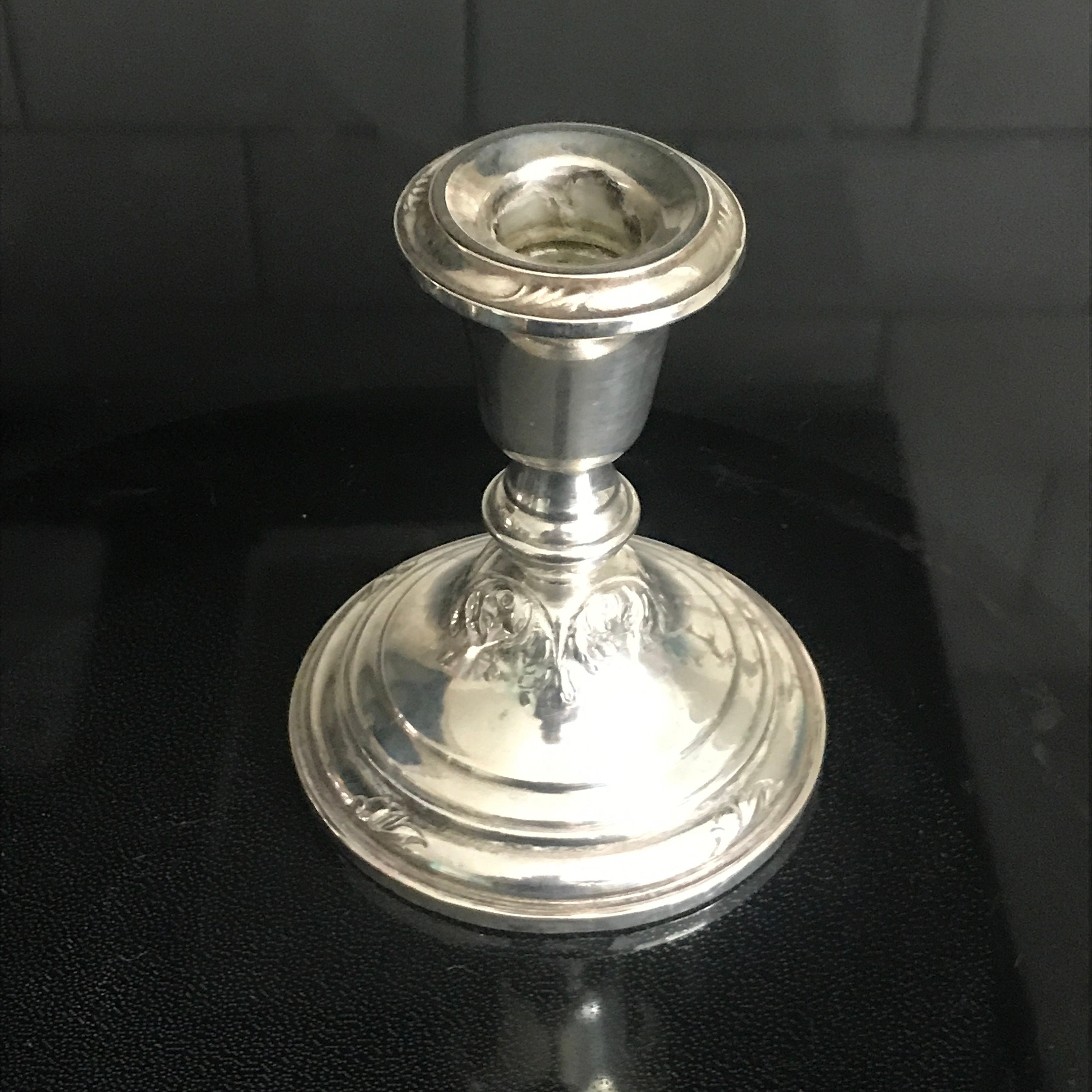 Antique Sterling Silver Candlestick holder Ornate trim Frank Etsy