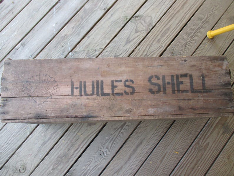 Vintage Huiles Shell Double Wooden A Motor Oil Early Crate High quality Outstanding