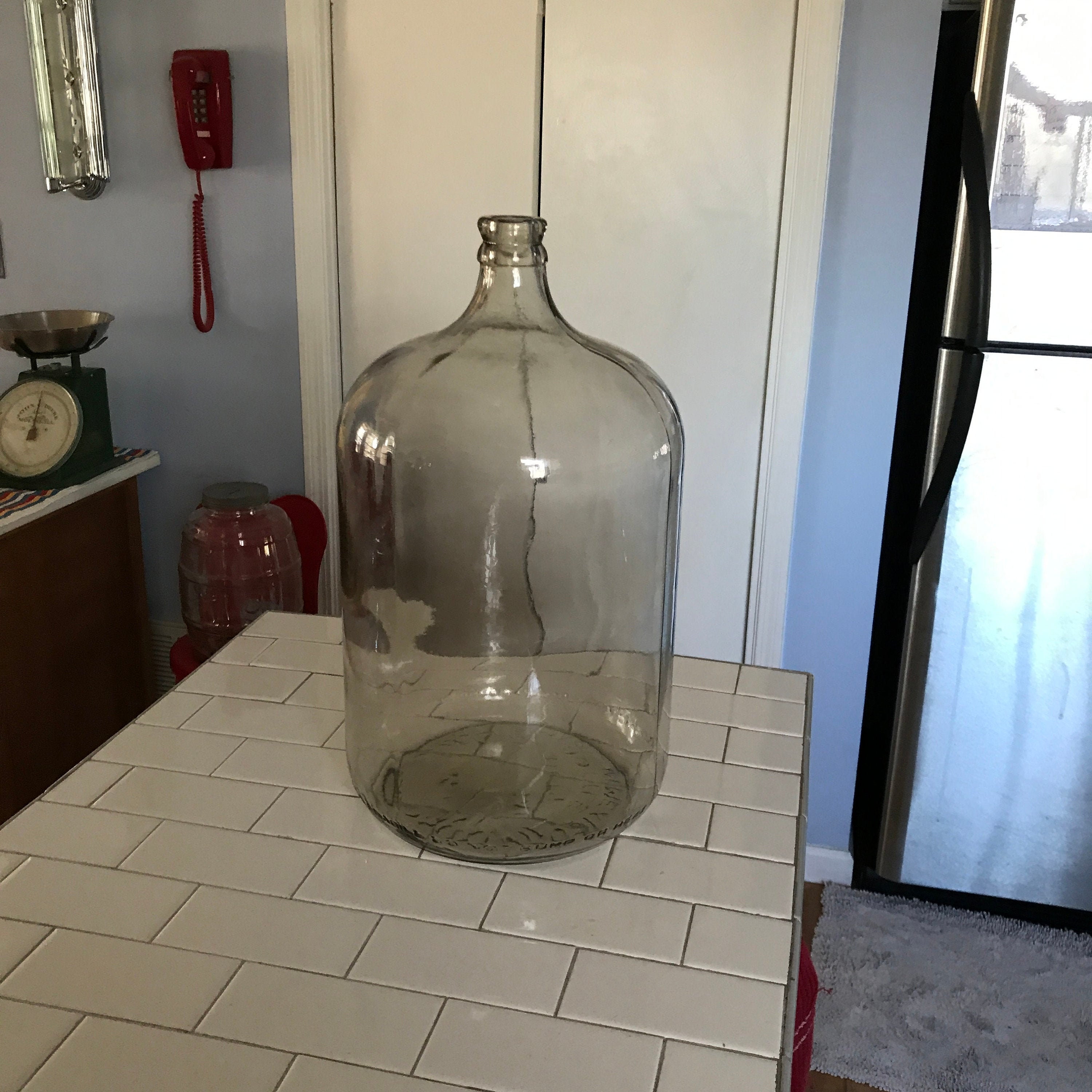 Vintage 5 gallon glass jug jar carboy coins collectibles farmhouse