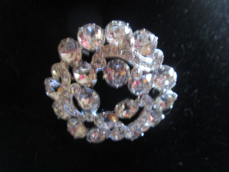 Most Beautiful Large Rhodium Plated Eisenberg Ice Brooch Rhinestones Large Fantastic Pin Signed Jewelry WOW Piece Wedding Evening Jewelry