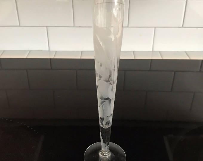 Vintage Etched Glass Tall Clear Bud Vase Flowers and Leaves Etsy