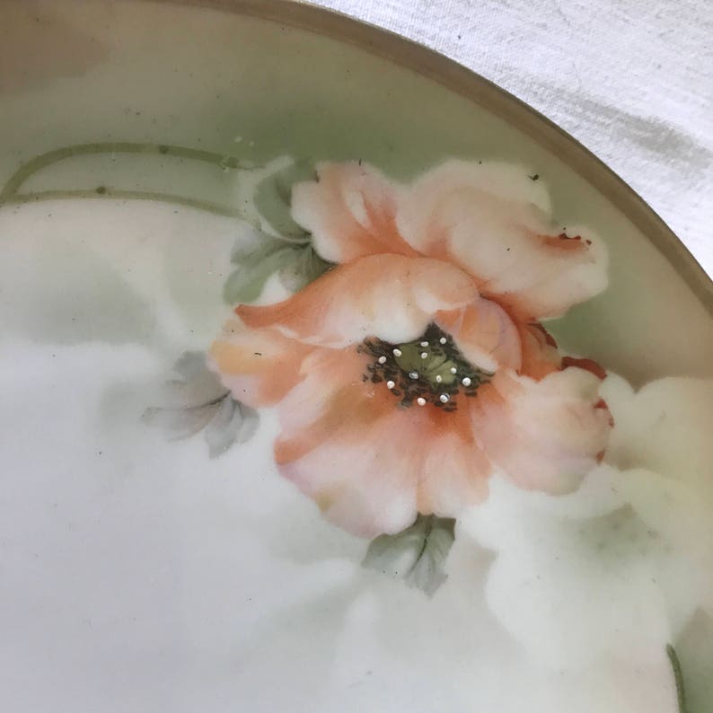 Georgous Hand Painted Orange Poppy Plate Prov Sax ES Germany Farmhouse Collectible Shabby Chic Cottage Wedding Bridal Shower Fine china