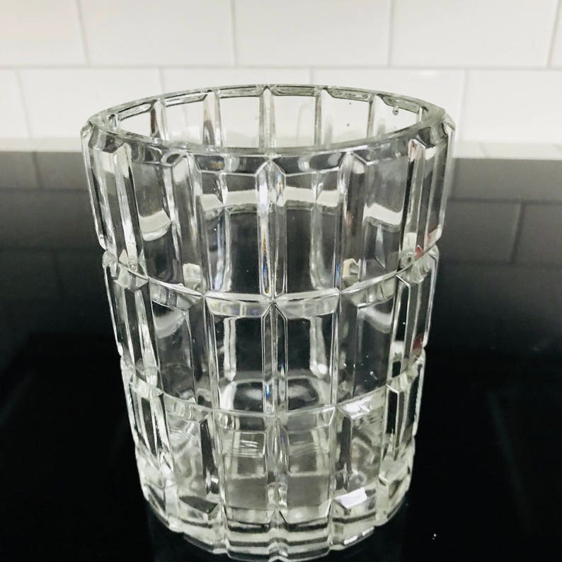 Crystal Oval Bud Vase With Checked Cut Pattern Heavy Lead Etsy