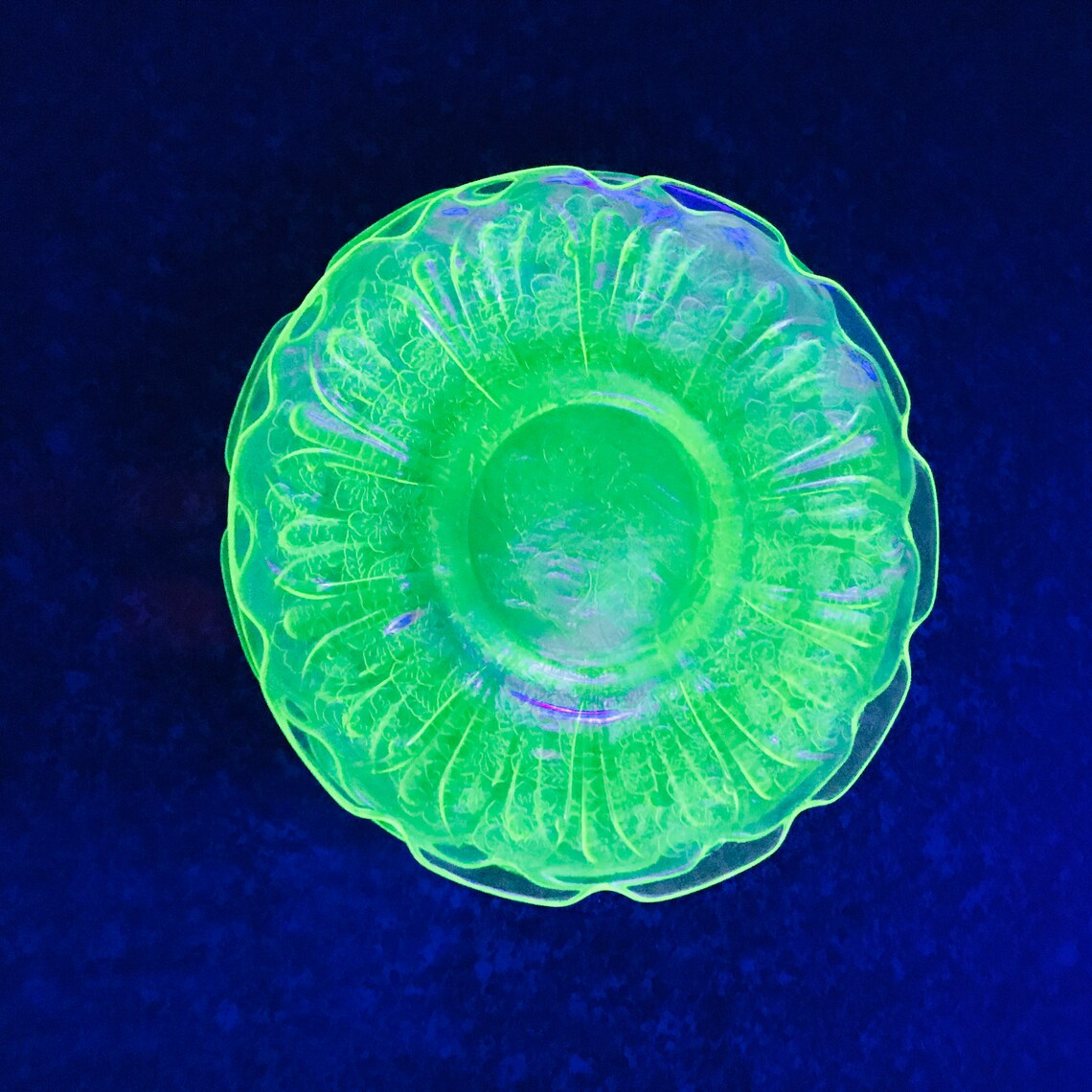 Depression glass 2 Uranium Plates cherry blossom design glows Etsy