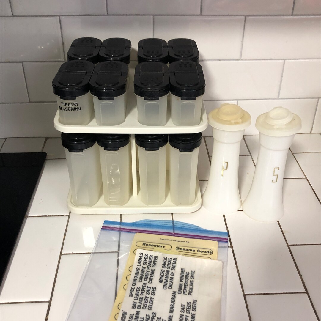 Vintage Tupperware Spice Rack Set Rotating Rack With Salt and Pepper
