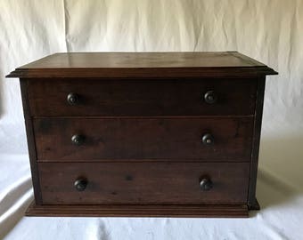 Antique Wooden Spool Case Mercantile Store Display Sales Cabinet