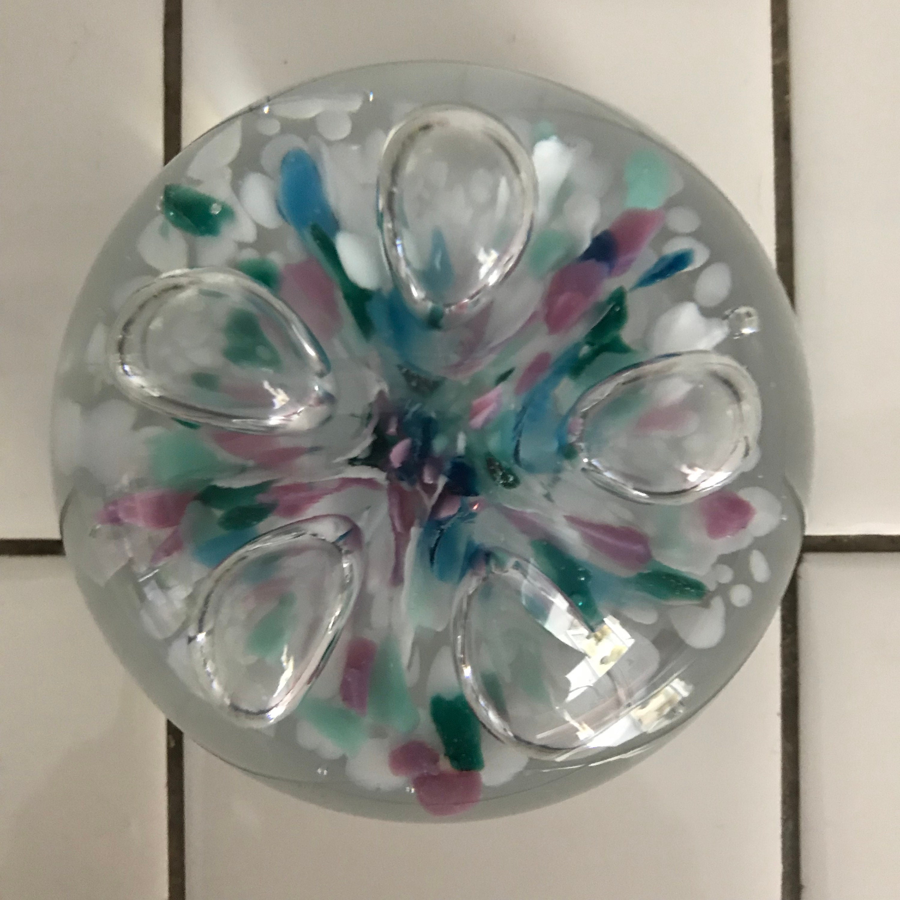 Vintage glass paperweight Gibson 1995 bubble flower with Etsy
